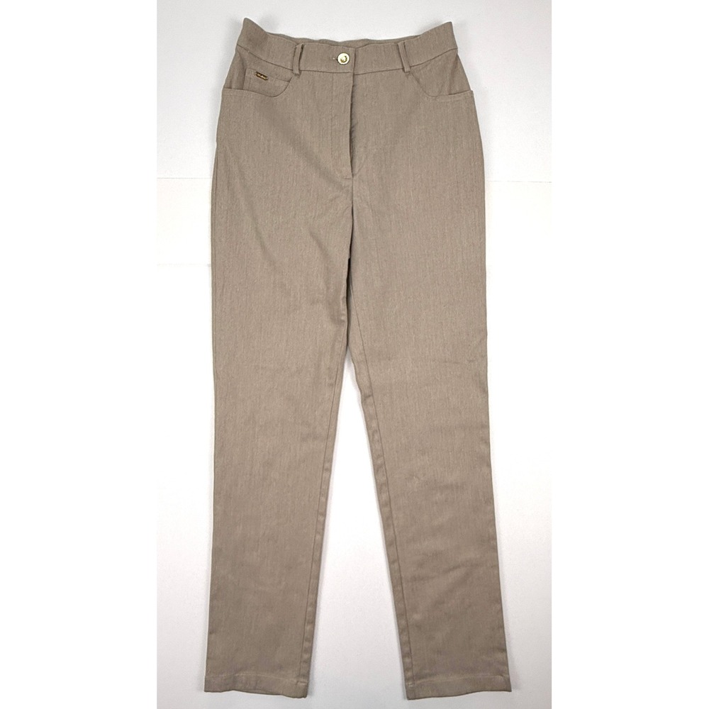 NWOT VTG St John Sport Marie Gray Womens 2 Tan High Rise Straight Leg Pants 1823